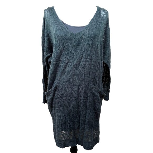 Laila Jayde Dresses & Skirts - Laila Jayde NWT Womens Sheer Knit Seaweed Green/Gray Solid Slip Dress Small